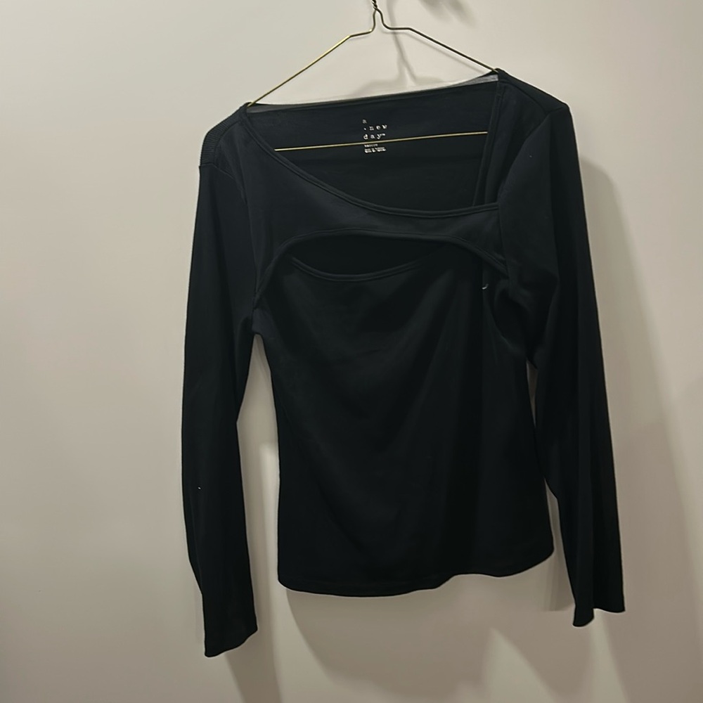 Black cross front long sleeve top